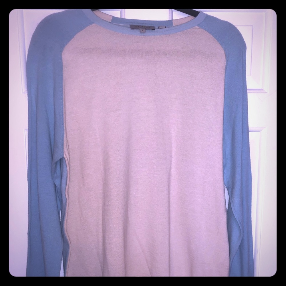Ted Baker lightweight sweater in Ivory/Lt Blue sz4